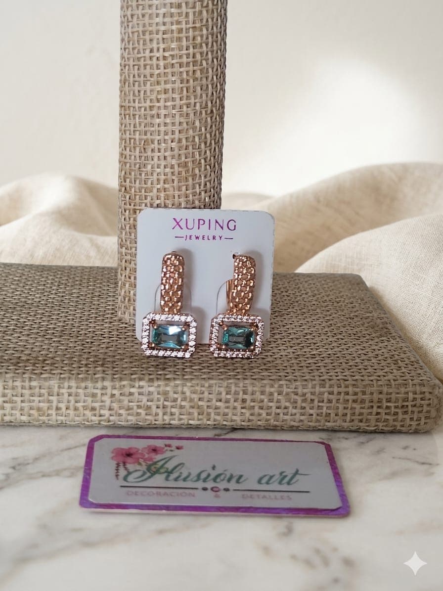 Arete Rose En Crap Piedra Celeste