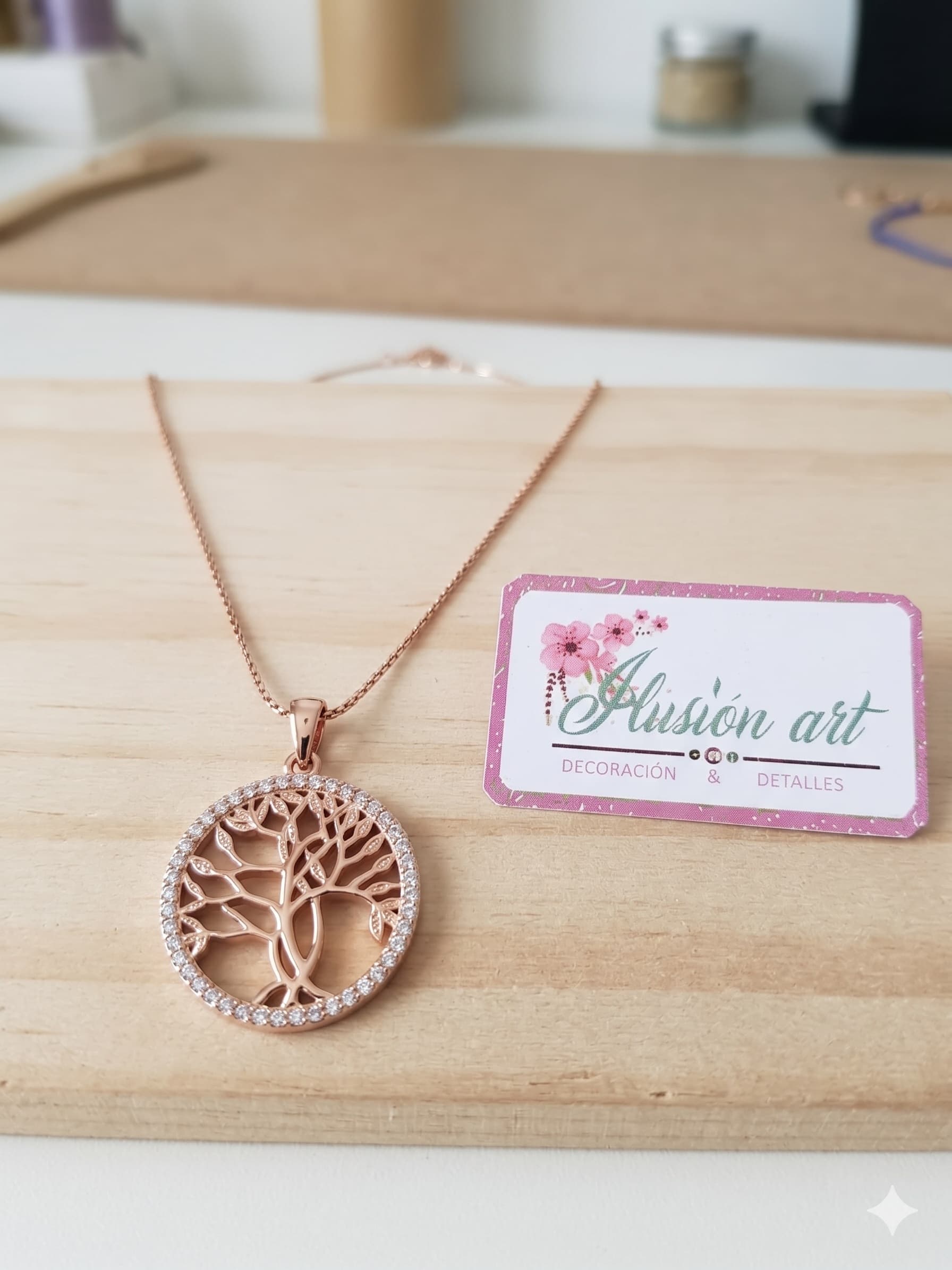 Collar Rose Dije Arbol Circones