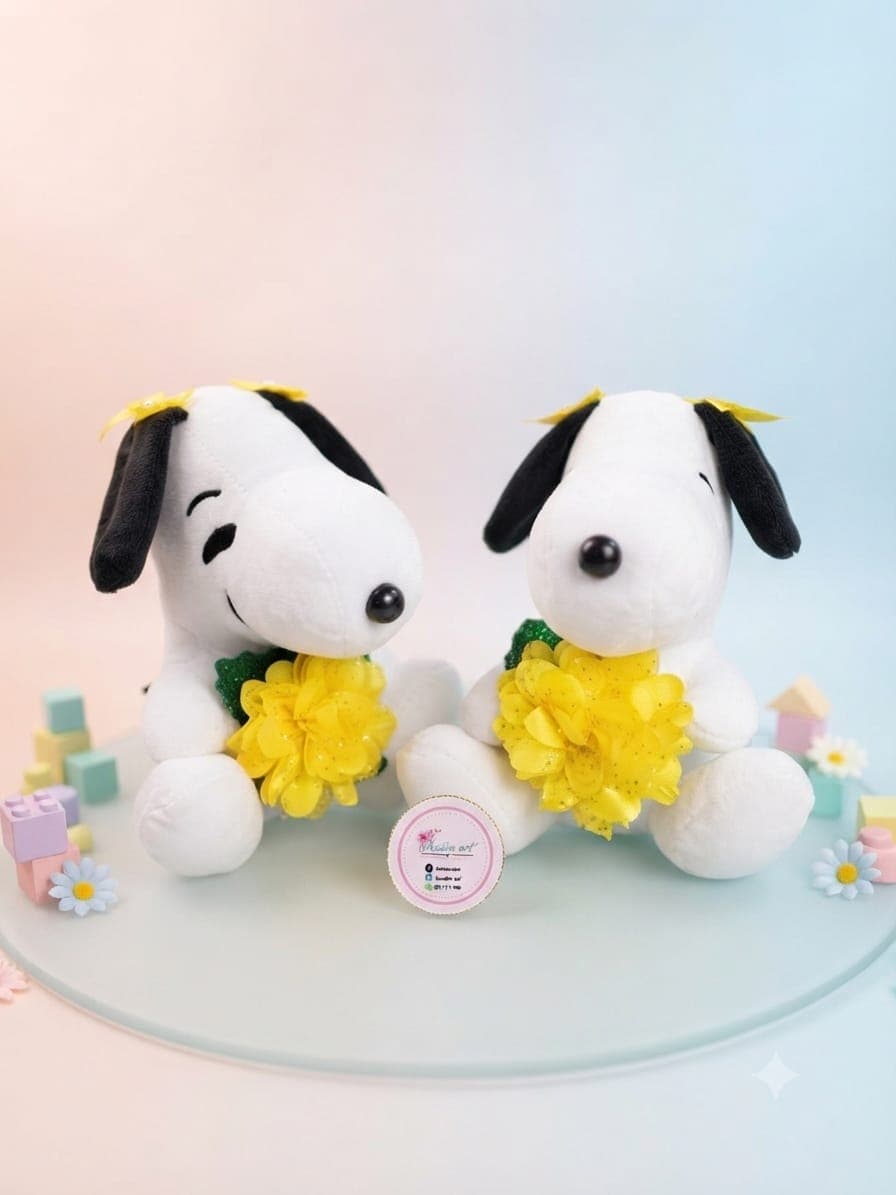 Snoopy Rosa Y Lazo Amarillo