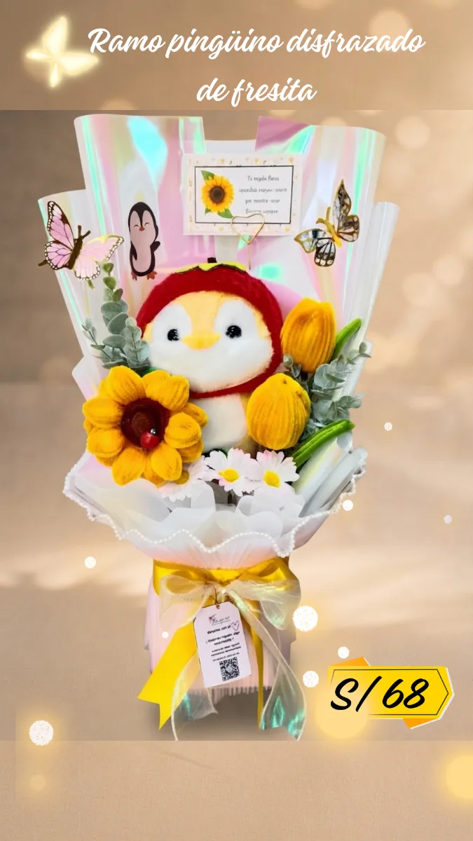 Ramo Pingüino Disfrazado De Fresita 