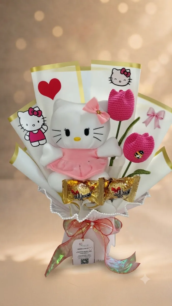 Ramo Kitty Tulipanes Tejidos 