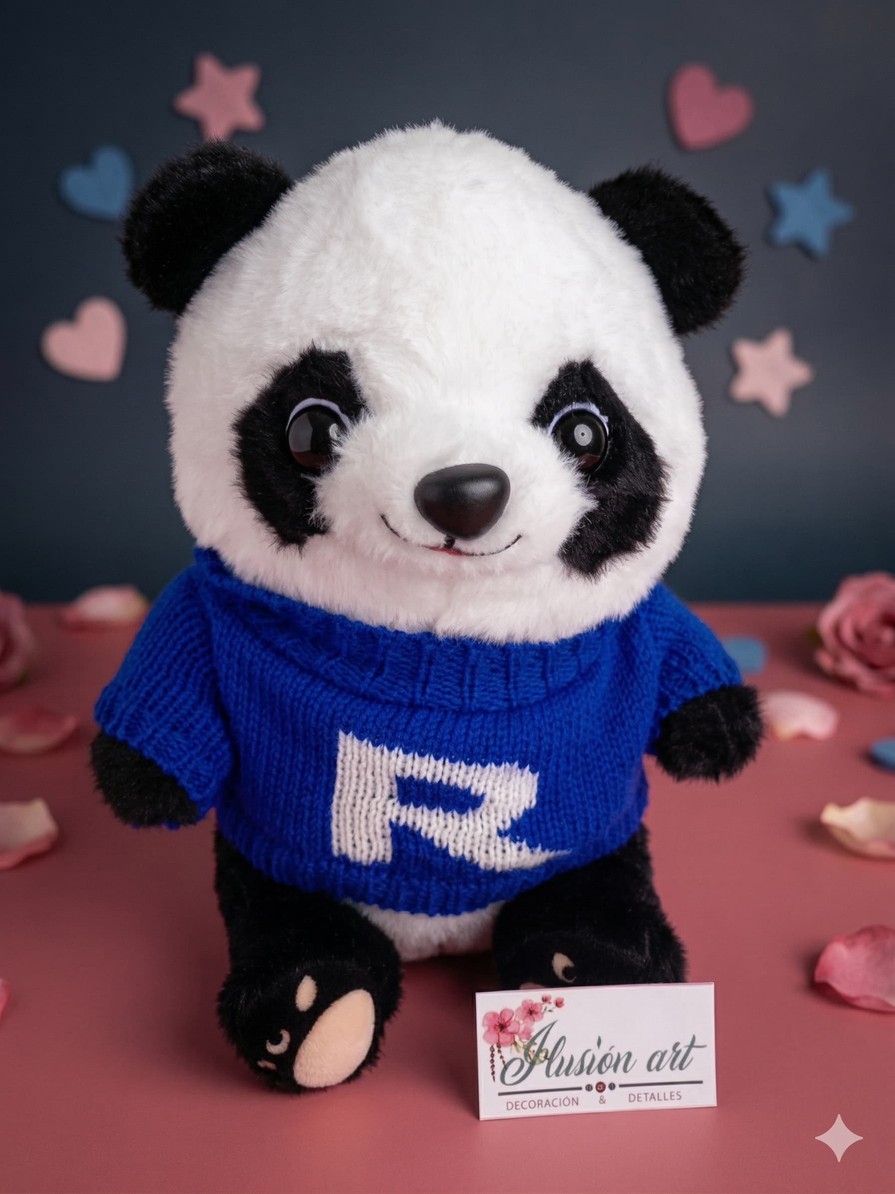 Oso Panda Chompa Tejida Azul