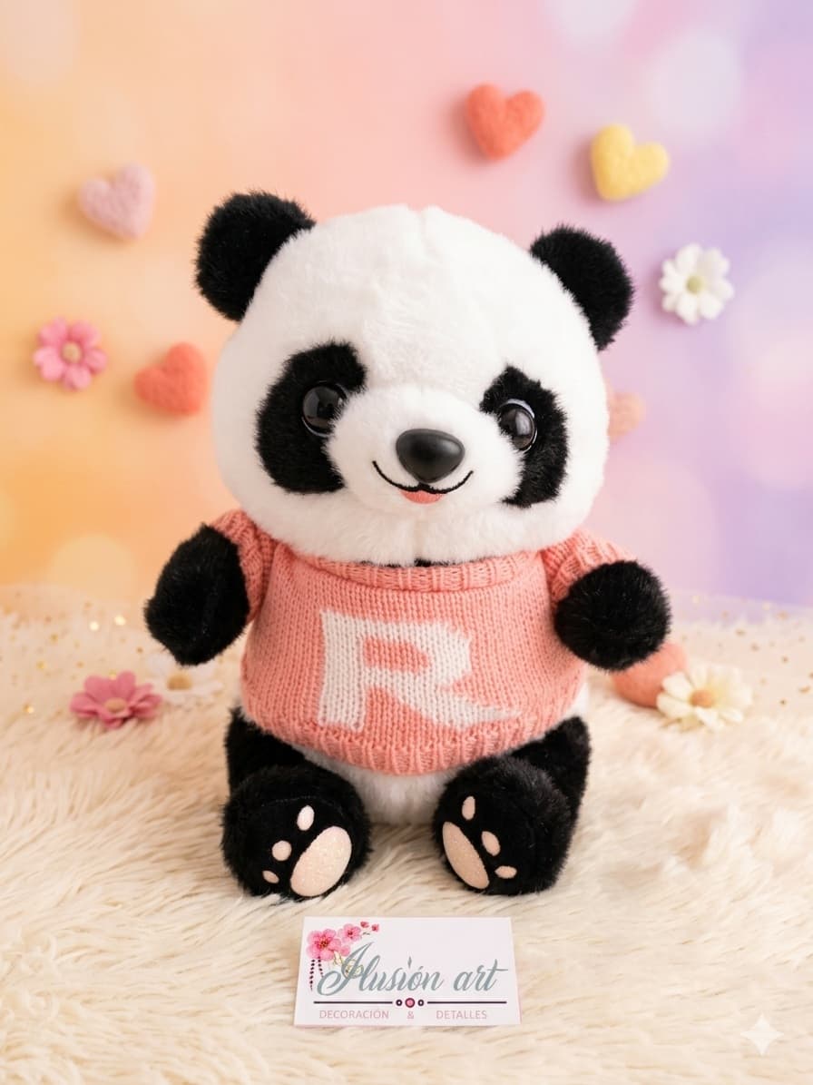Oso Panda Chompa Tejida Rosada