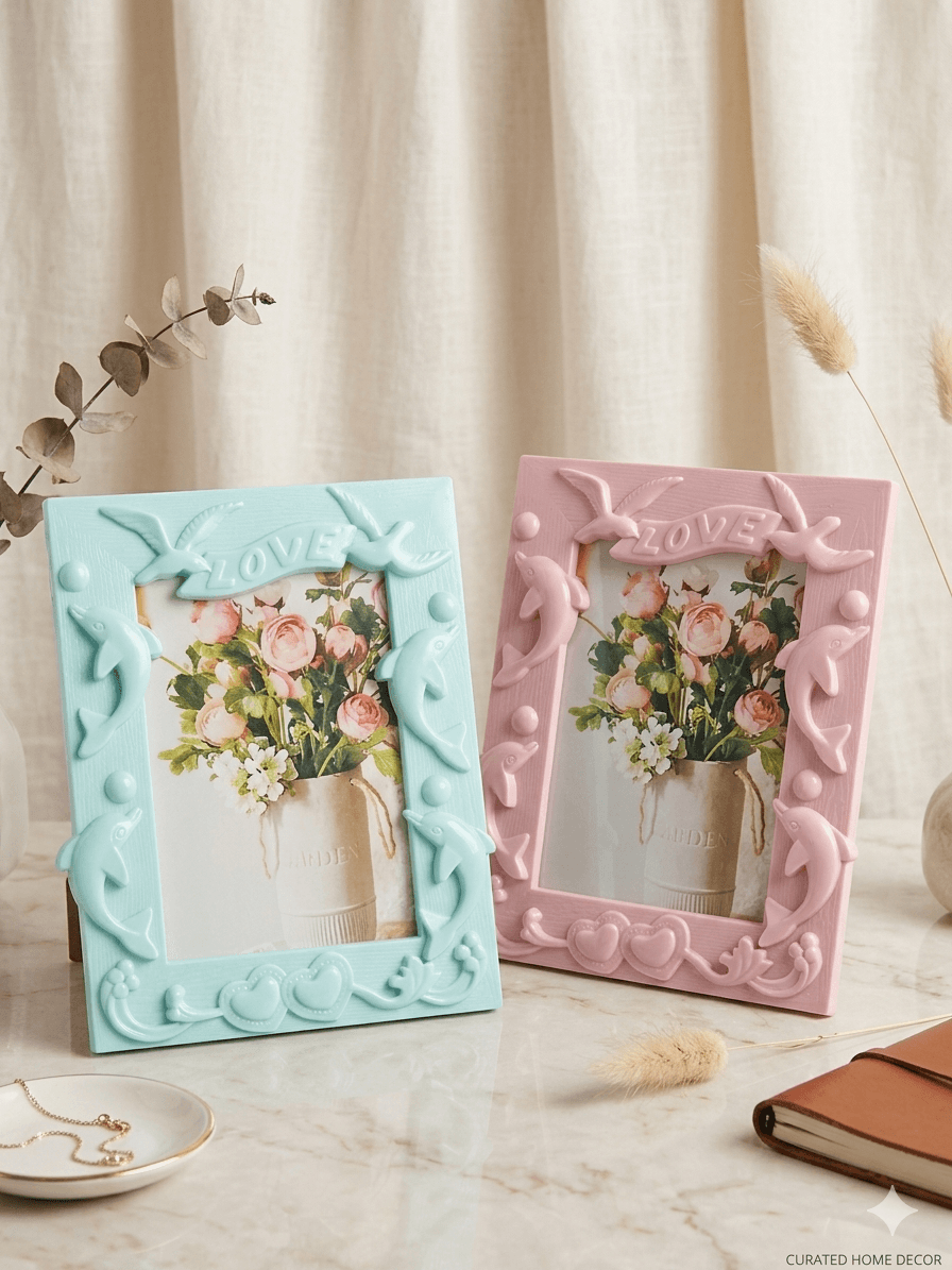 Porta Foto Rosado Y Celeste