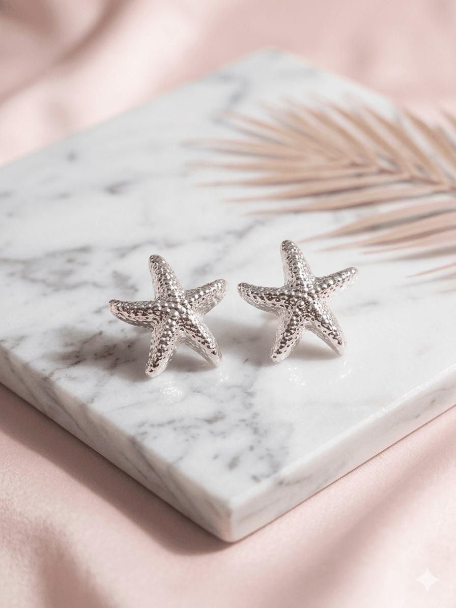 Arete Chunky Estrella De Mar Plateado