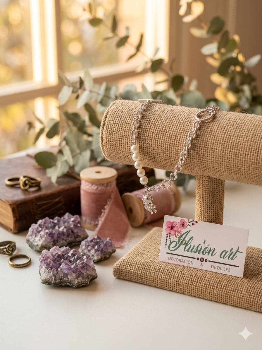 Pulsera Cierre En T Plateada Perlas