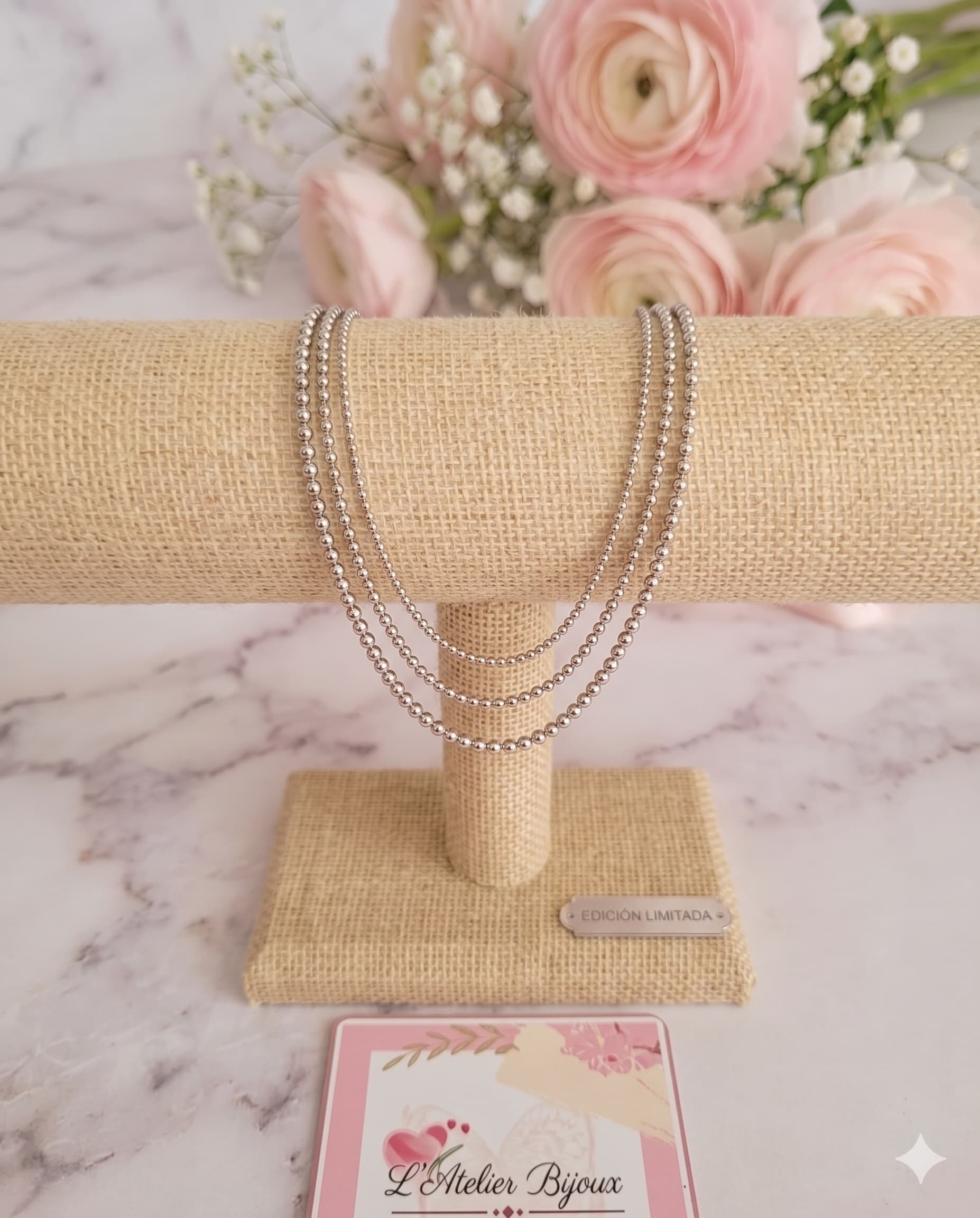 Pulsera Triple Caida Billas Plateadas