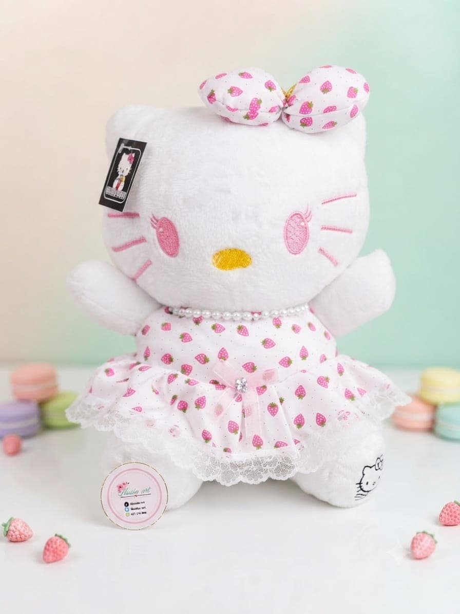 Kitty Vestido Floreado Rosado Collar Perlas